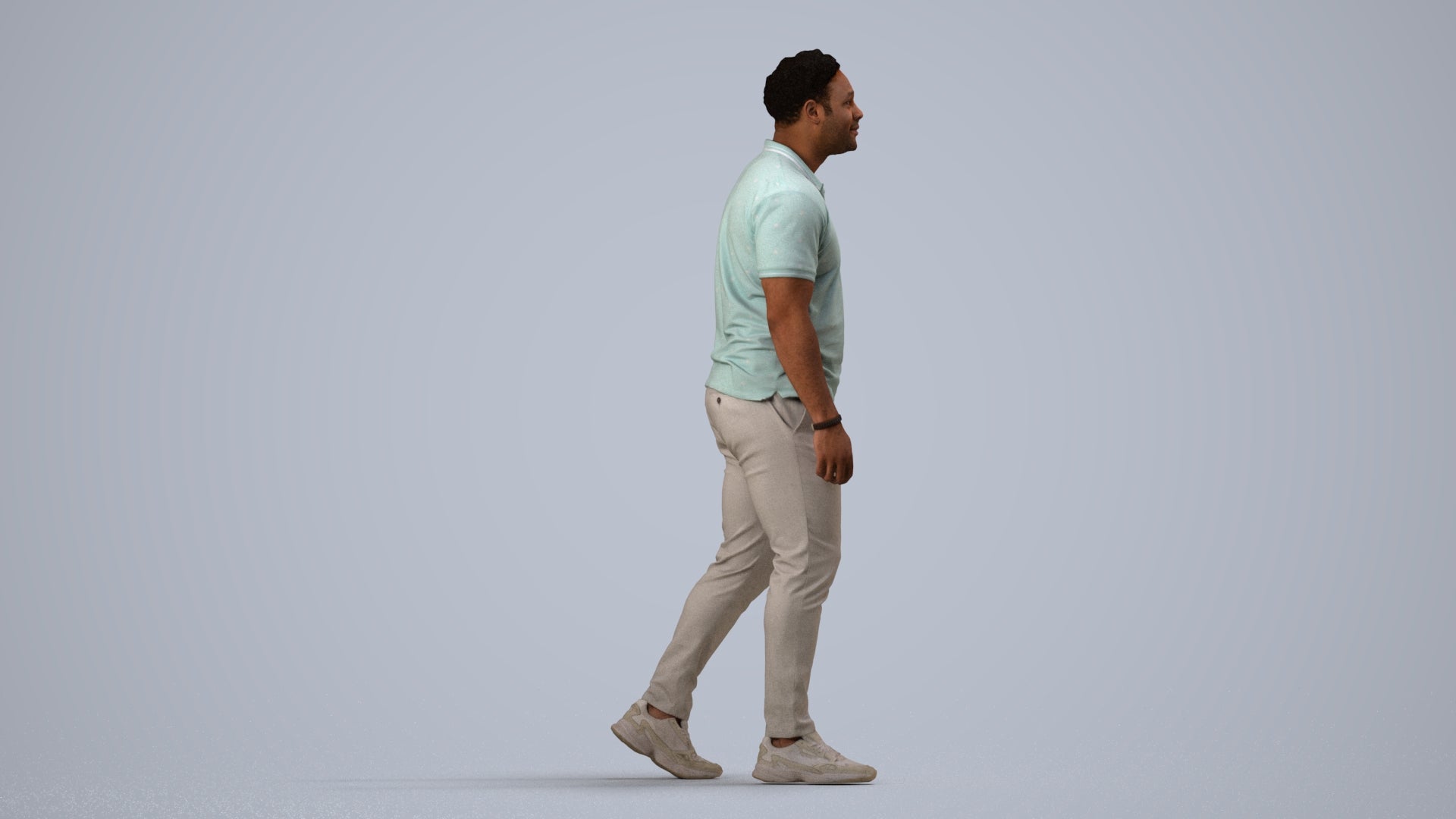 realistic 3D people man casual walking, render-ready for V-Ray and Corona, FBX OBJ, side view render