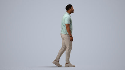 realistic 3D people man casual walking, render-ready for V-Ray and Corona, FBX OBJ, side view render
