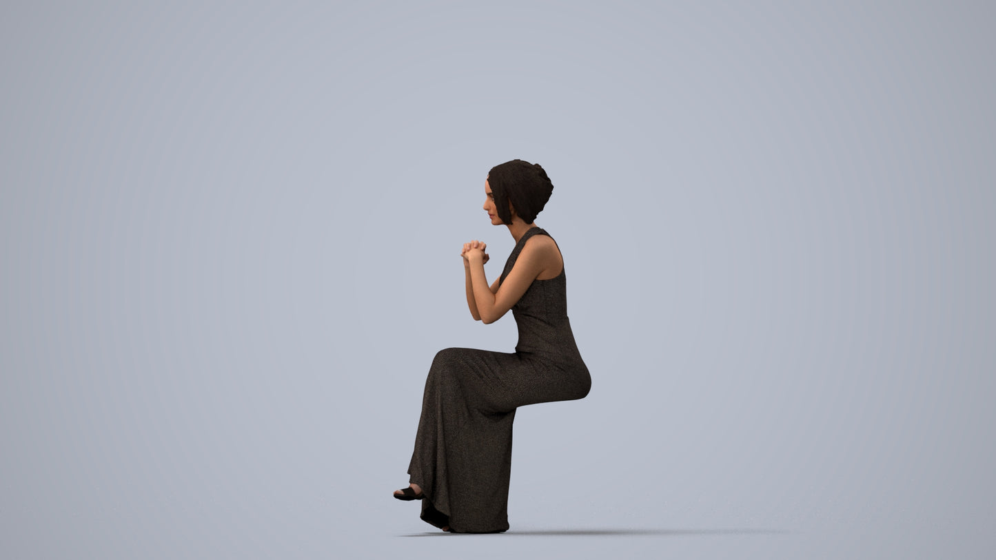 3D people model woman formal formalaffairs, scanned human for 3ds Max rendering, three-quarter view render