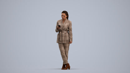 realistic 3D woman business standing, scanned archviz people for Blender and 3ds Max, standing pose render