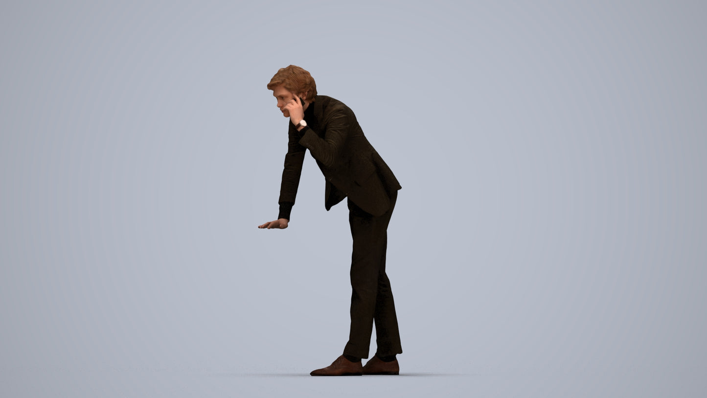 realistic 3D man business, scanned archviz people for Blender and 3ds Max, top-down view render