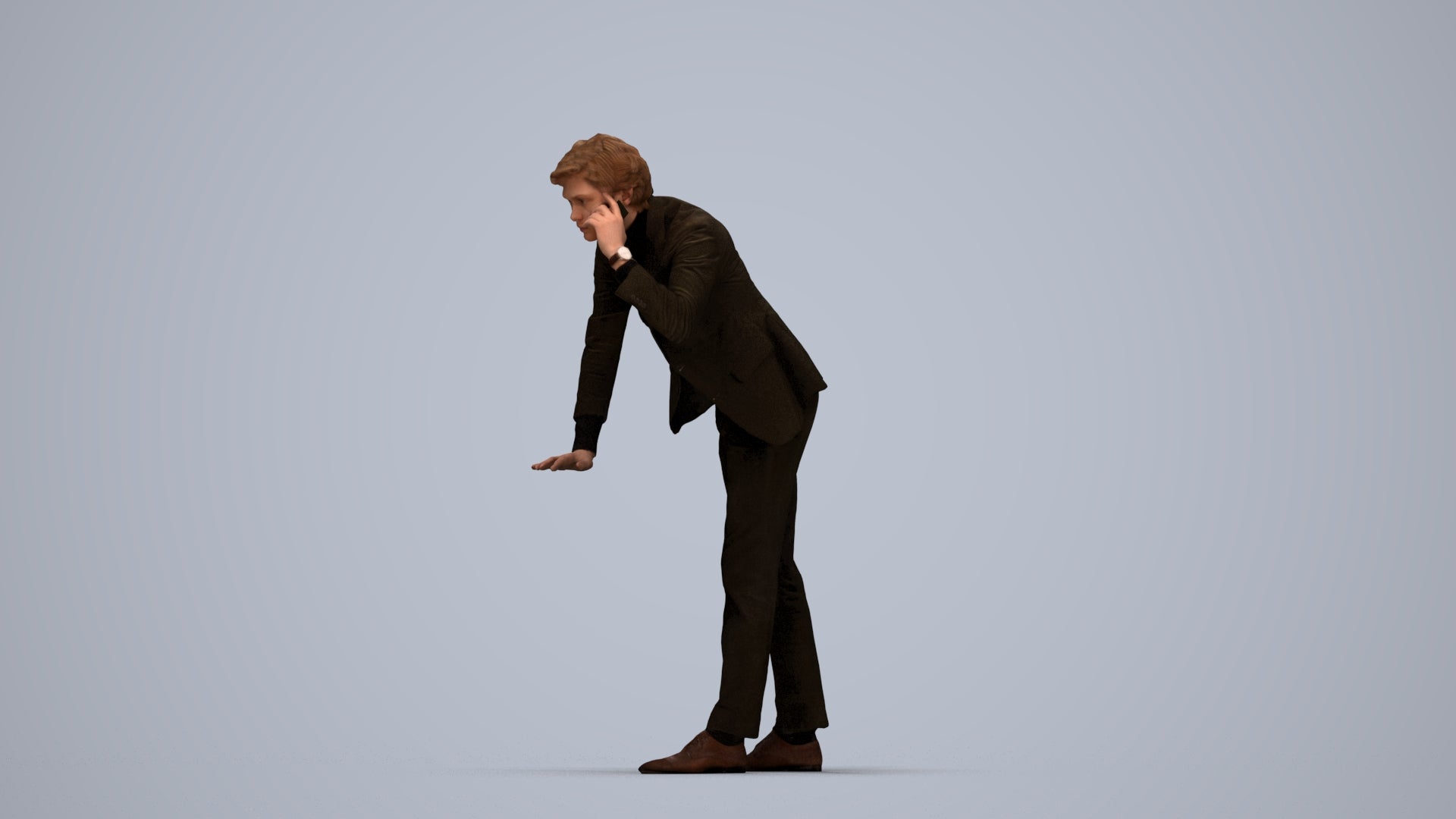 realistic 3D man business, scanned archviz people for Blender and 3ds Max, top-down view render