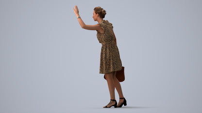 realistic 3D people woman casual standing, render-ready for V-Ray and Corona, FBX OBJ, three-quarter view render