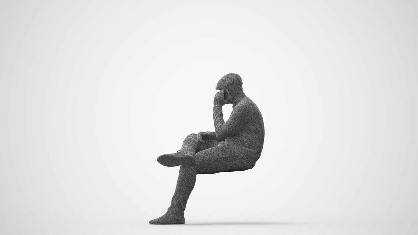 realistic 3D man casual sitting, scanned archviz people for Blender and 3ds Max, square thumbnail