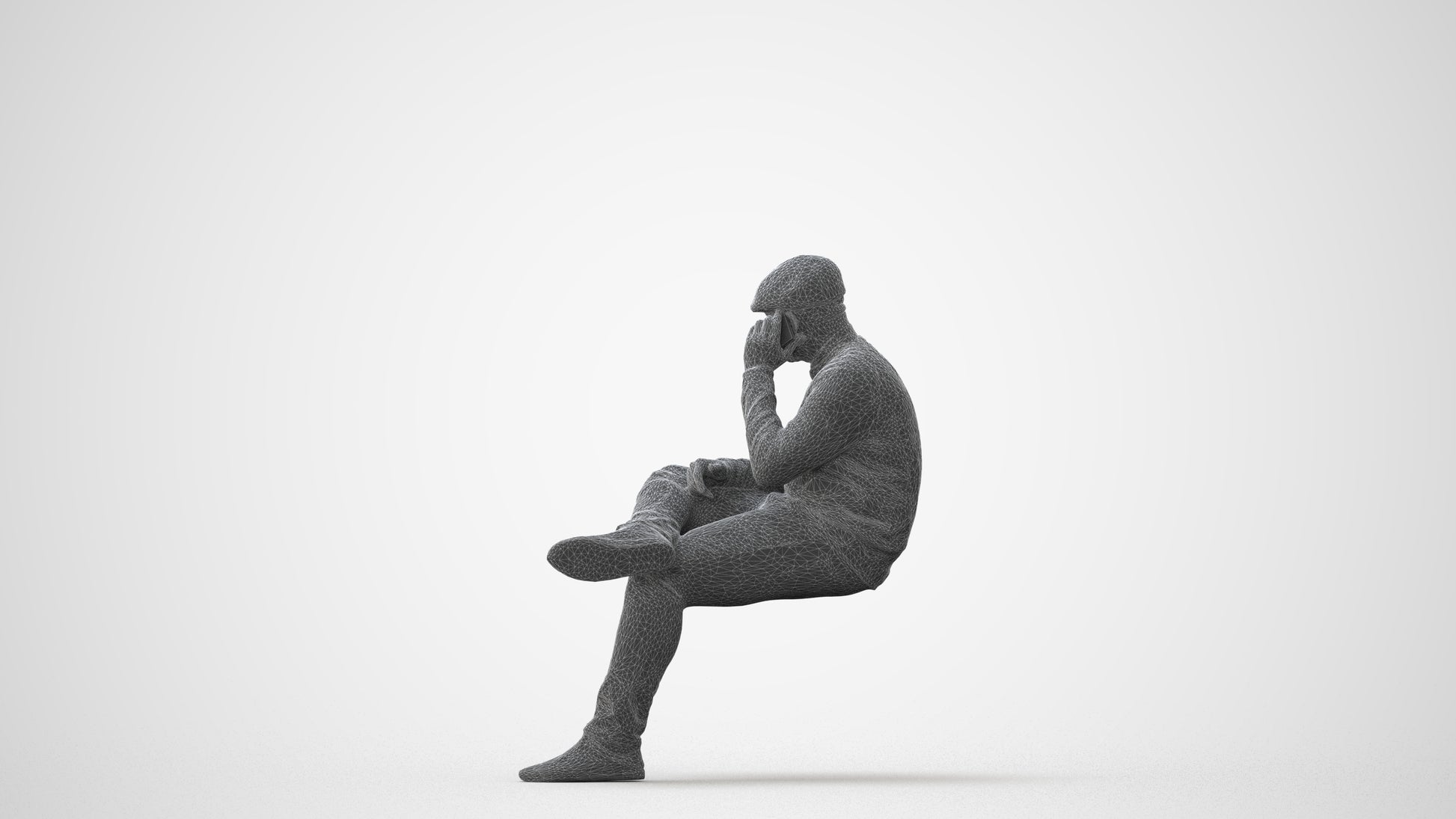 realistic 3D man casual sitting, scanned archviz people for Blender and 3ds Max, square thumbnail