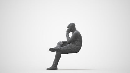 realistic 3D man casual sitting, scanned archviz people for Blender and 3ds Max, square thumbnail
