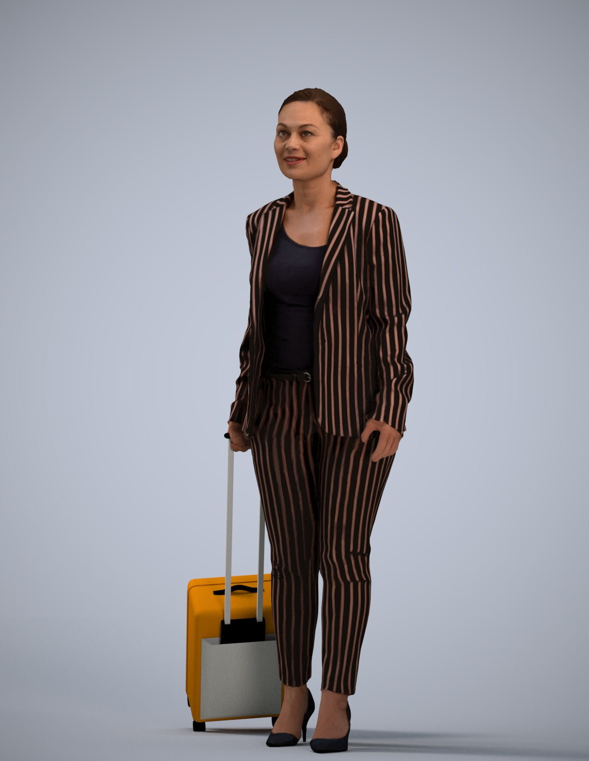 3D scanned woman walking business, photorealistic archviz people for Enscape and SketchUp
