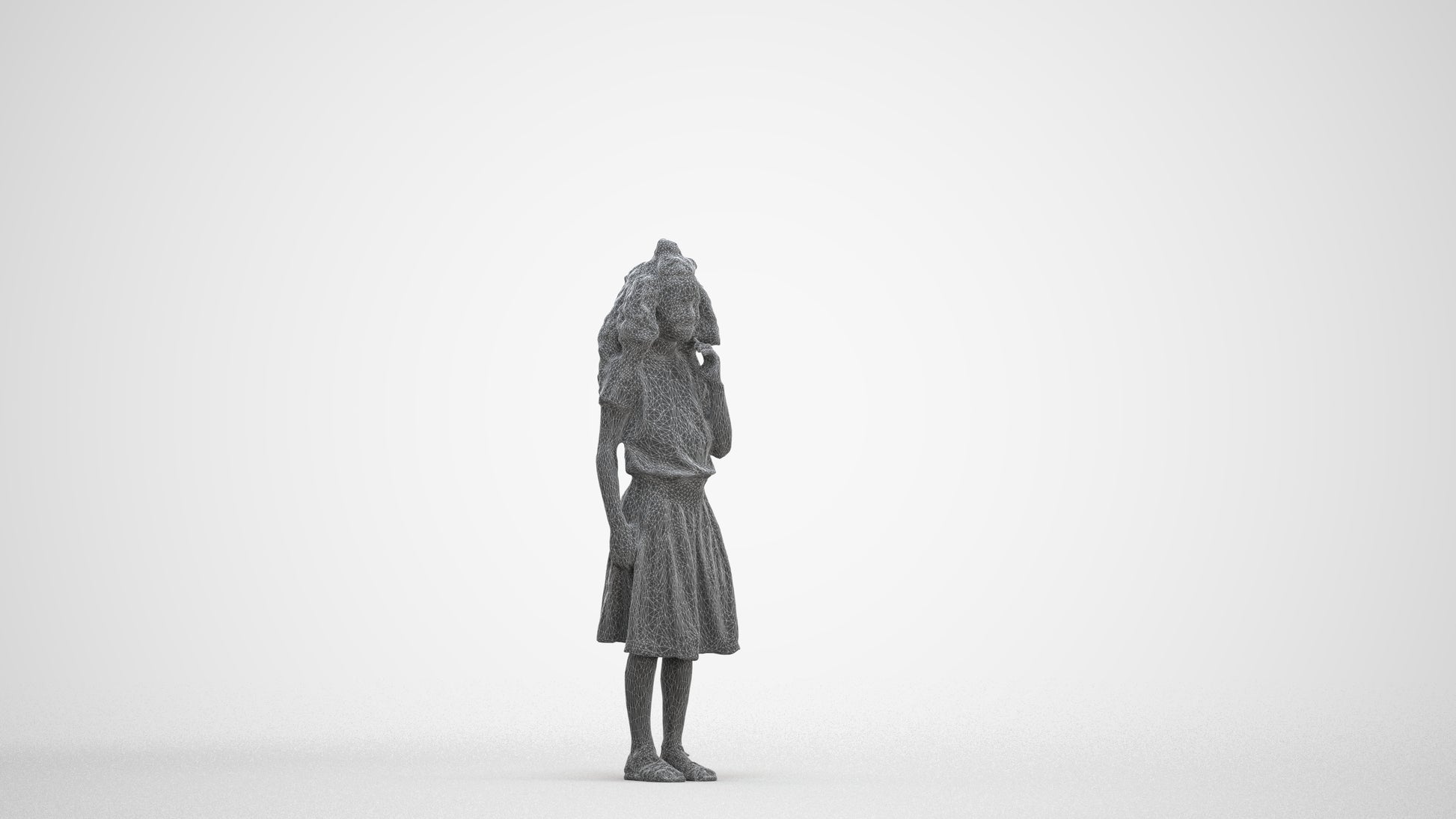 realistic 3D people girl casual kids, render-ready for V-Ray and Corona, FBX OBJ, three-quarter front view render