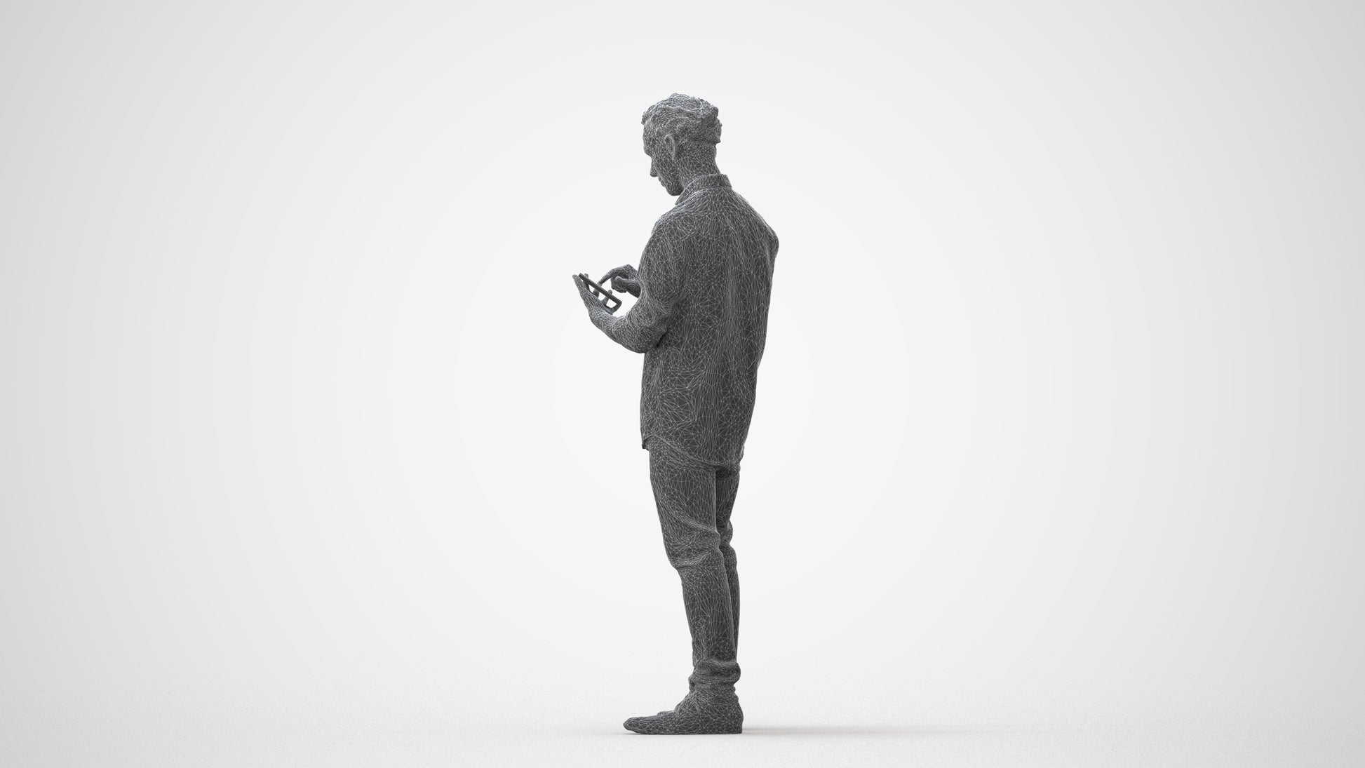 scanned 3D man casual standing, photogrammetry people for Enscape and V-Ray, square thumbnail