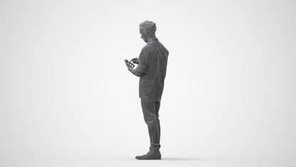 scanned 3D man casual standing, photogrammetry people for Enscape and V-Ray, square thumbnail