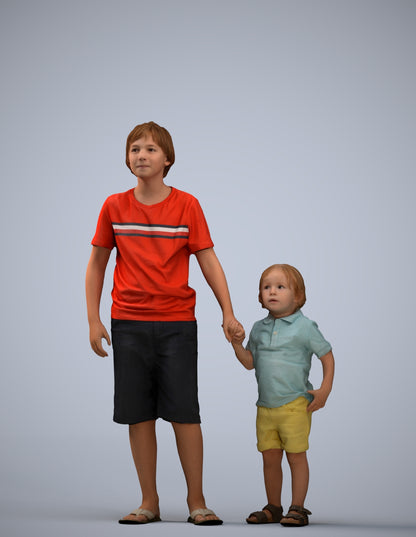 realistic 3D human boy casual kids, archviz people FBX OBJ for Blender