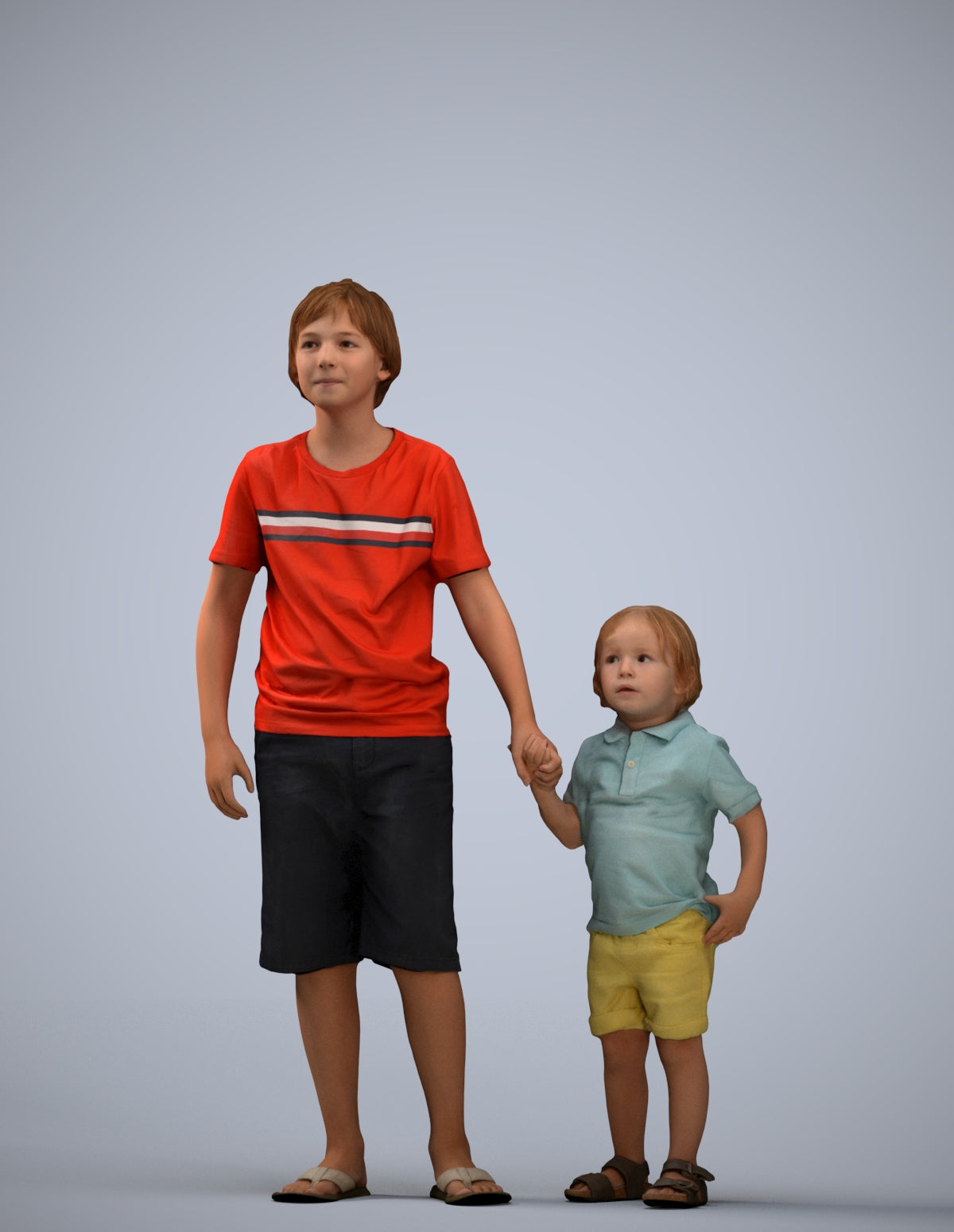 realistic 3D human boy casual kids, archviz people FBX OBJ for Blender