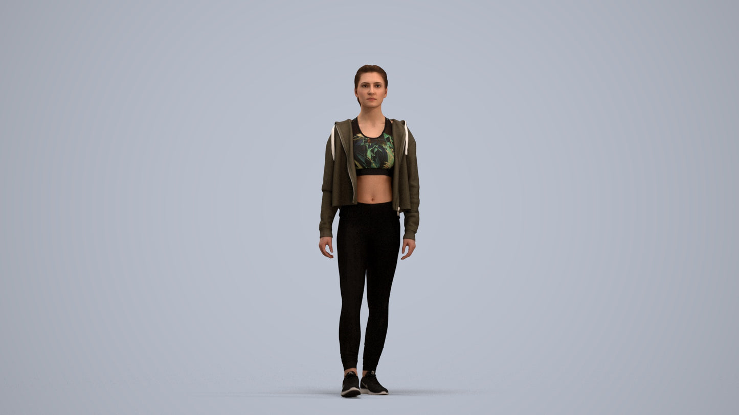 realistic 3D people woman sport, render-ready for V-Ray and Corona, FBX OBJ, standing pose render