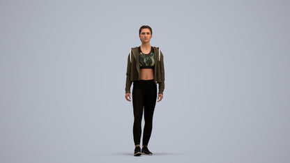 realistic 3D people woman sport, render-ready for V-Ray and Corona, FBX OBJ, standing pose render