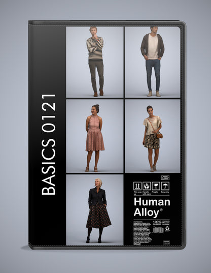 realistic 3D humans standing pack, 5 archviz people FBX OBJ for Blender