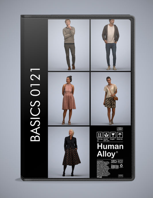 realistic 3D humans standing pack, 5 archviz people FBX OBJ for Blender