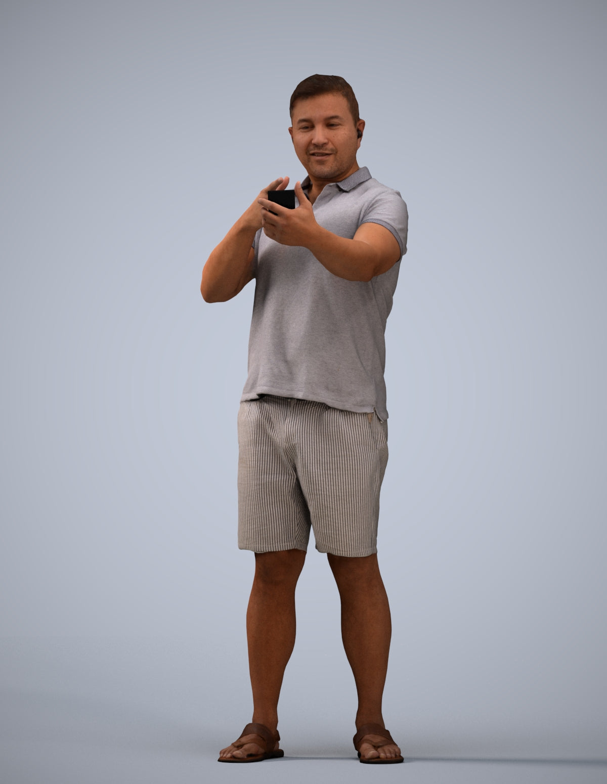 3D human model man casual standing, photogrammetry scanned person for archviz