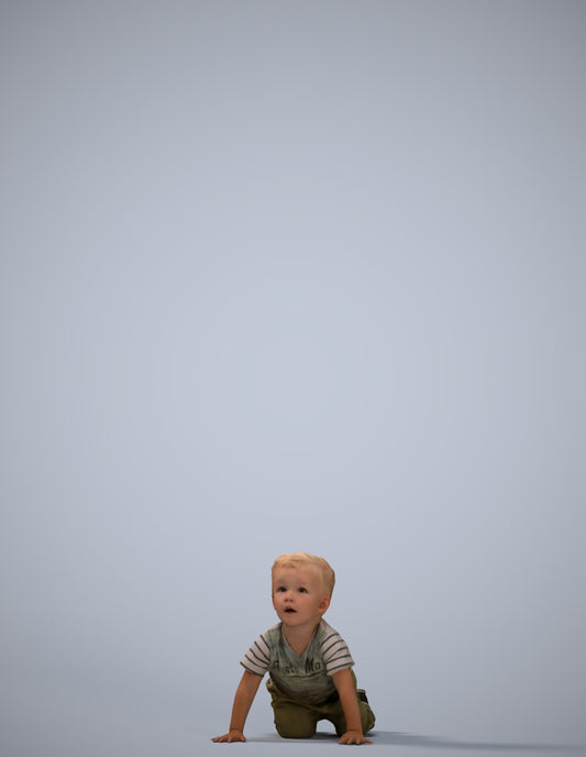 3D human model boy casual kids, photogrammetry scanned person for archviz