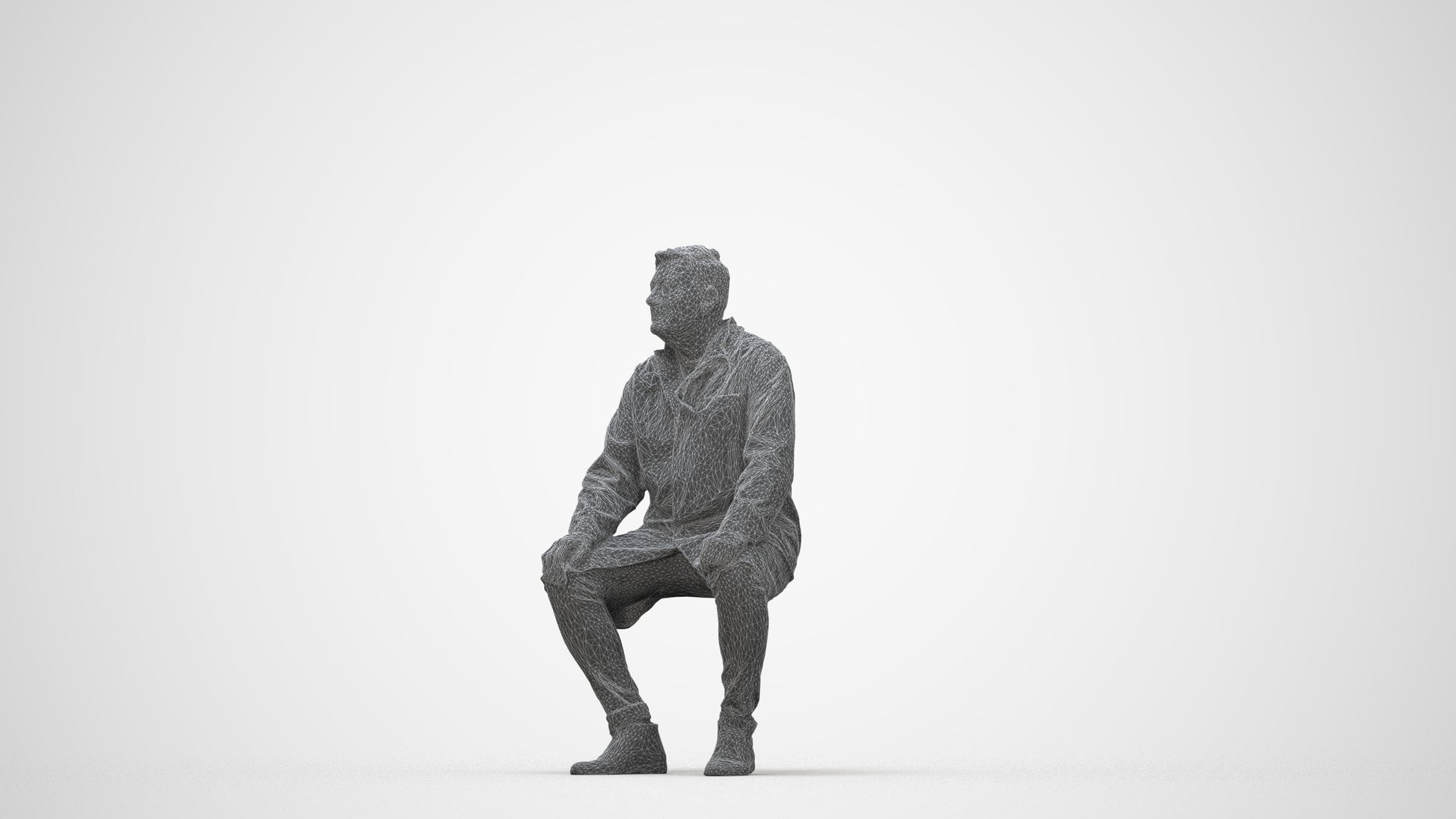 3D scanned man medical, photorealistic archviz people for Enscape and SketchUp, wireframe back view