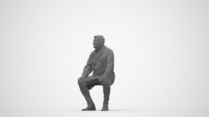 3D scanned man medical, photorealistic archviz people for Enscape and SketchUp, wireframe back view