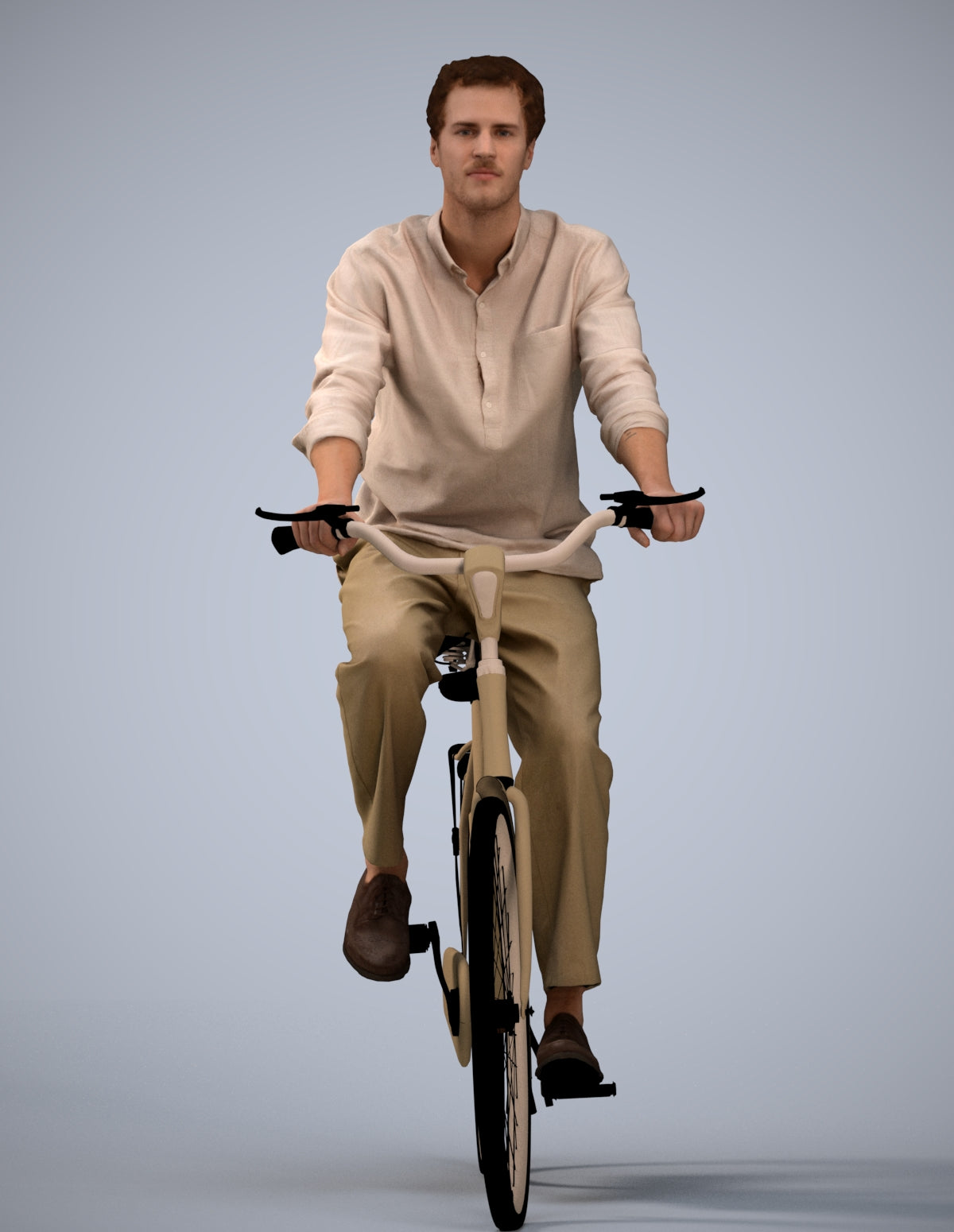 3D scanned man cycling casual, photorealistic archviz people for Enscape and SketchUp