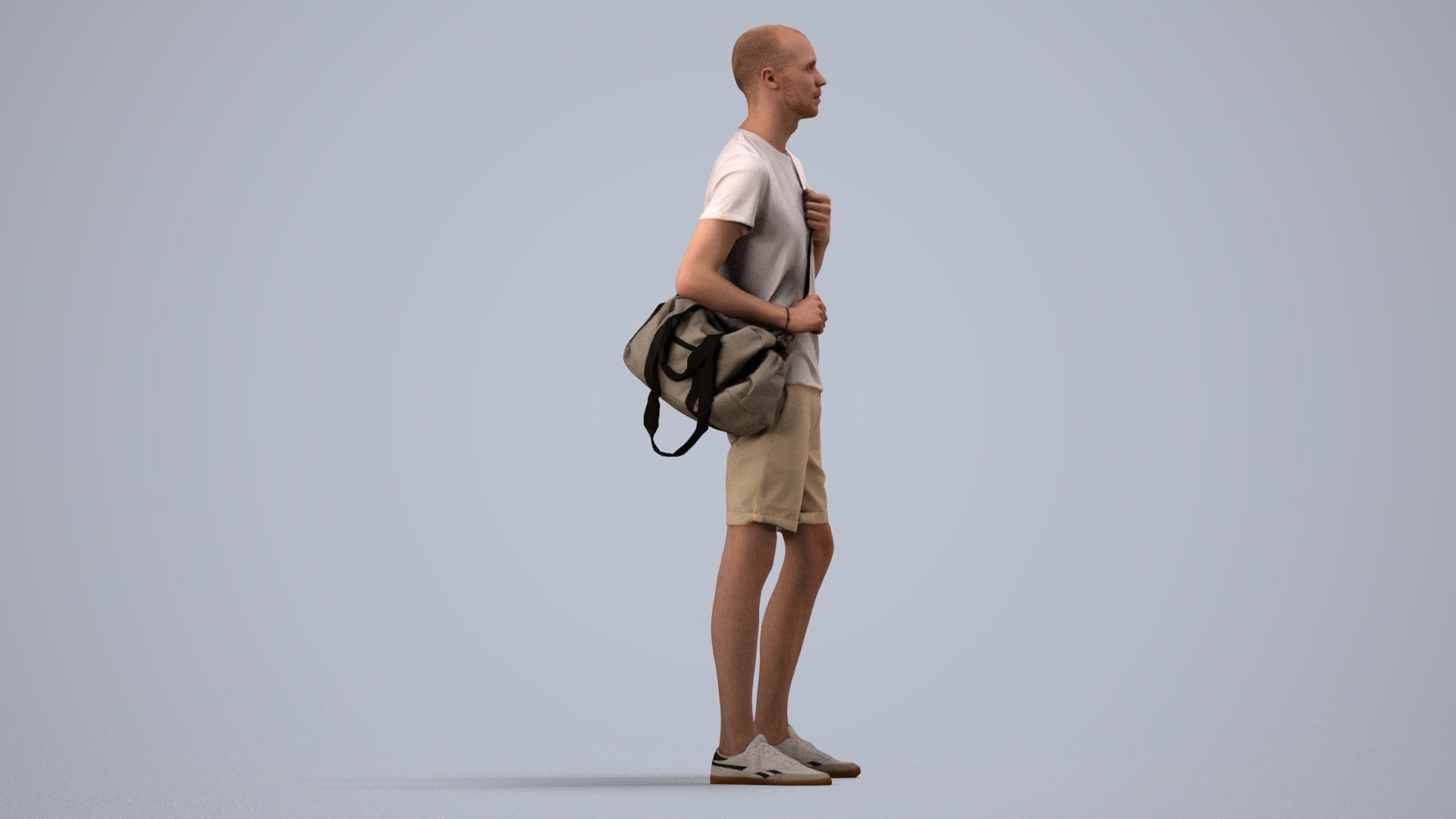 3D scanned man mix casual, photorealistic archviz people for Enscape and SketchUp, side view render