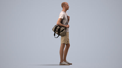 3D scanned man mix casual, photorealistic archviz people for Enscape and SketchUp, side view render