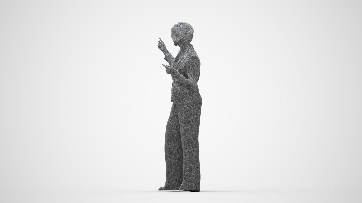 scanned 3D woman business, photogrammetry people for Enscape and V-Ray, wireframe back view