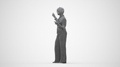 scanned 3D woman business, photogrammetry people for Enscape and V-Ray, wireframe back view