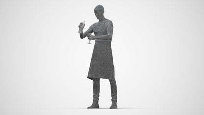 realistic 3D man hospitality, scanned archviz people for Blender and 3ds Max, wireframe back view