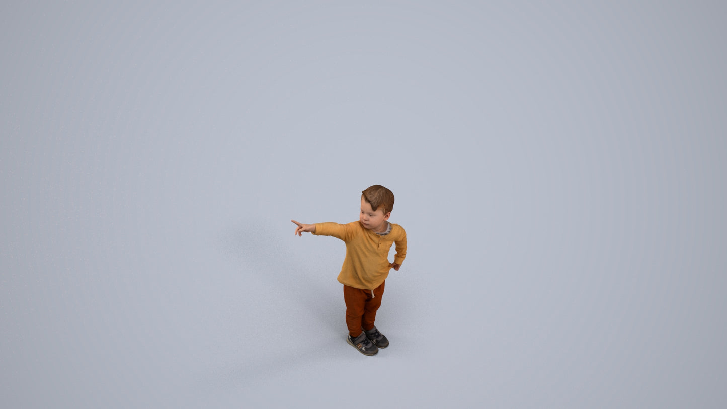 realistic 3D people boy casual kids, render-ready for V-Ray and Corona, FBX OBJ, back view render