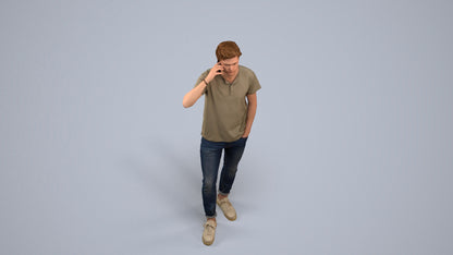 photogrammetry 3D man casual standing, realistic human model archviz FBX, back view render