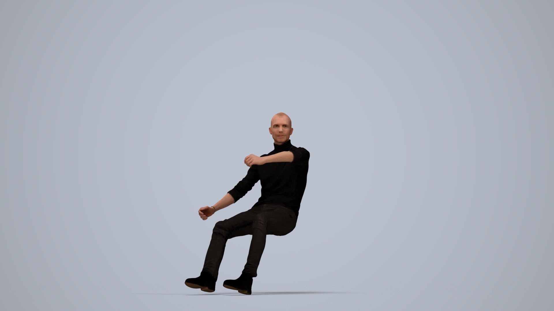 3D people model man casual driving, scanned human for 3ds Max rendering, top-down view render