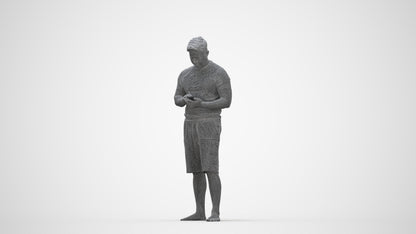 realistic 3D people man standing, render-ready for V-Ray and Corona, FBX OBJ, wireframe back view