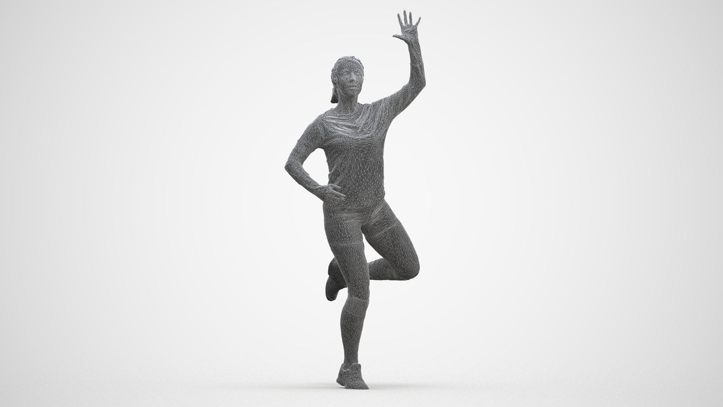realistic 3D woman sport, scanned archviz people for Blender and 3ds Max, three-quarter front view render