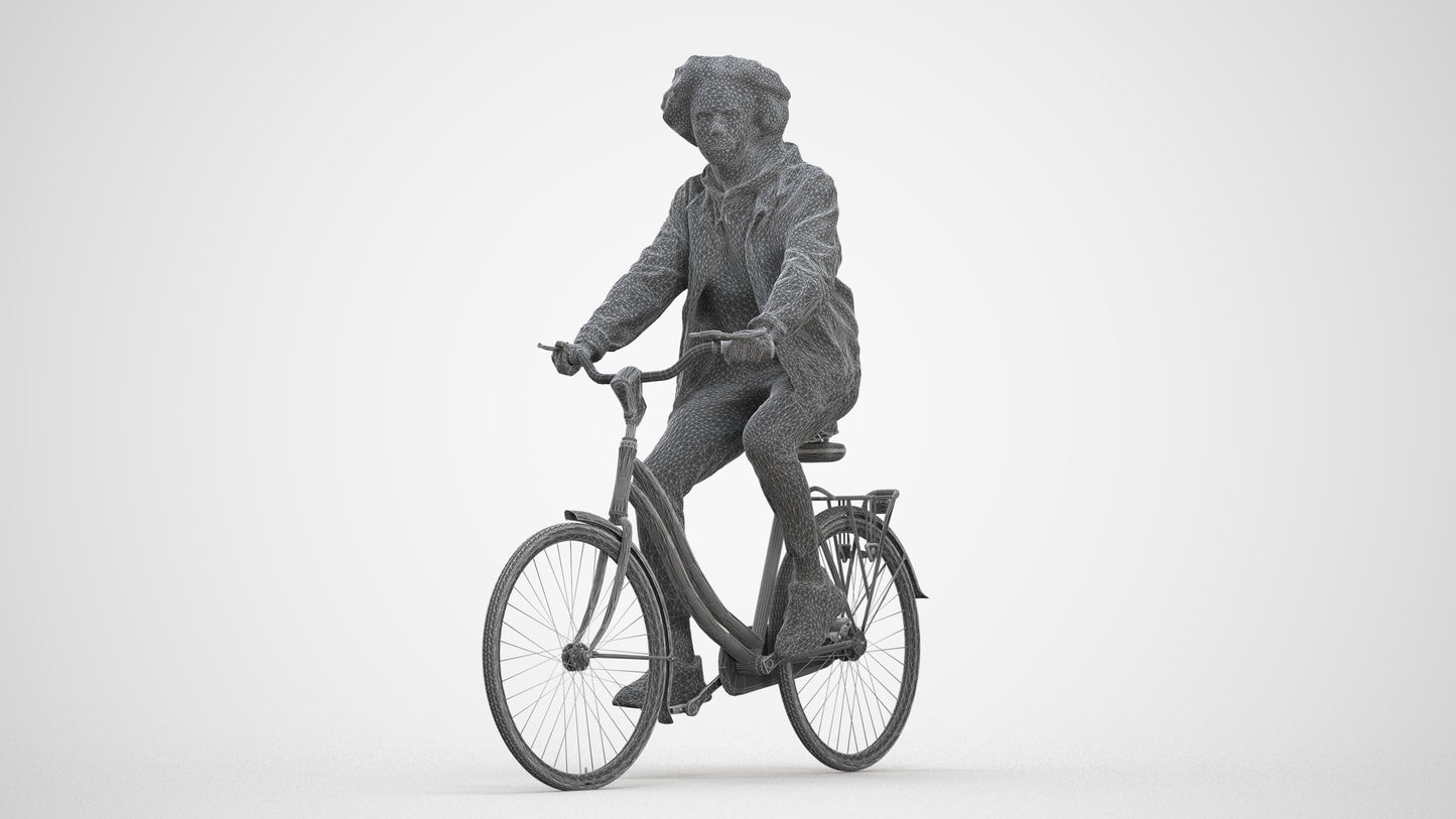 realistic 3D man casual cycling, scanned archviz people for Blender and 3ds Max, three-quarter front view render