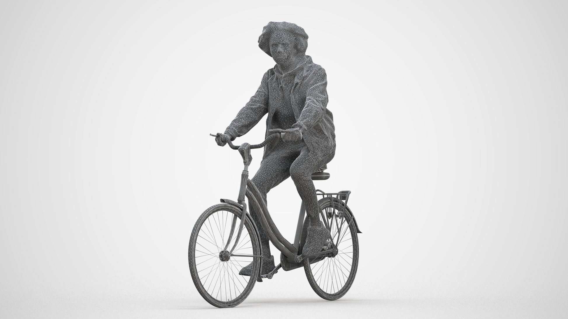 realistic 3D man casual cycling, scanned archviz people for Blender and 3ds Max, three-quarter front view render