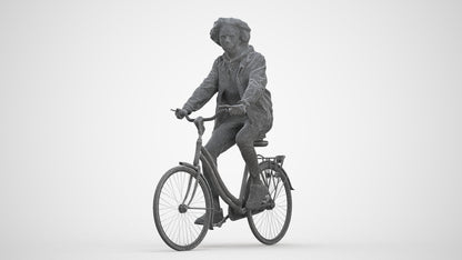 realistic 3D man casual cycling, scanned archviz people for Blender and 3ds Max, three-quarter front view render