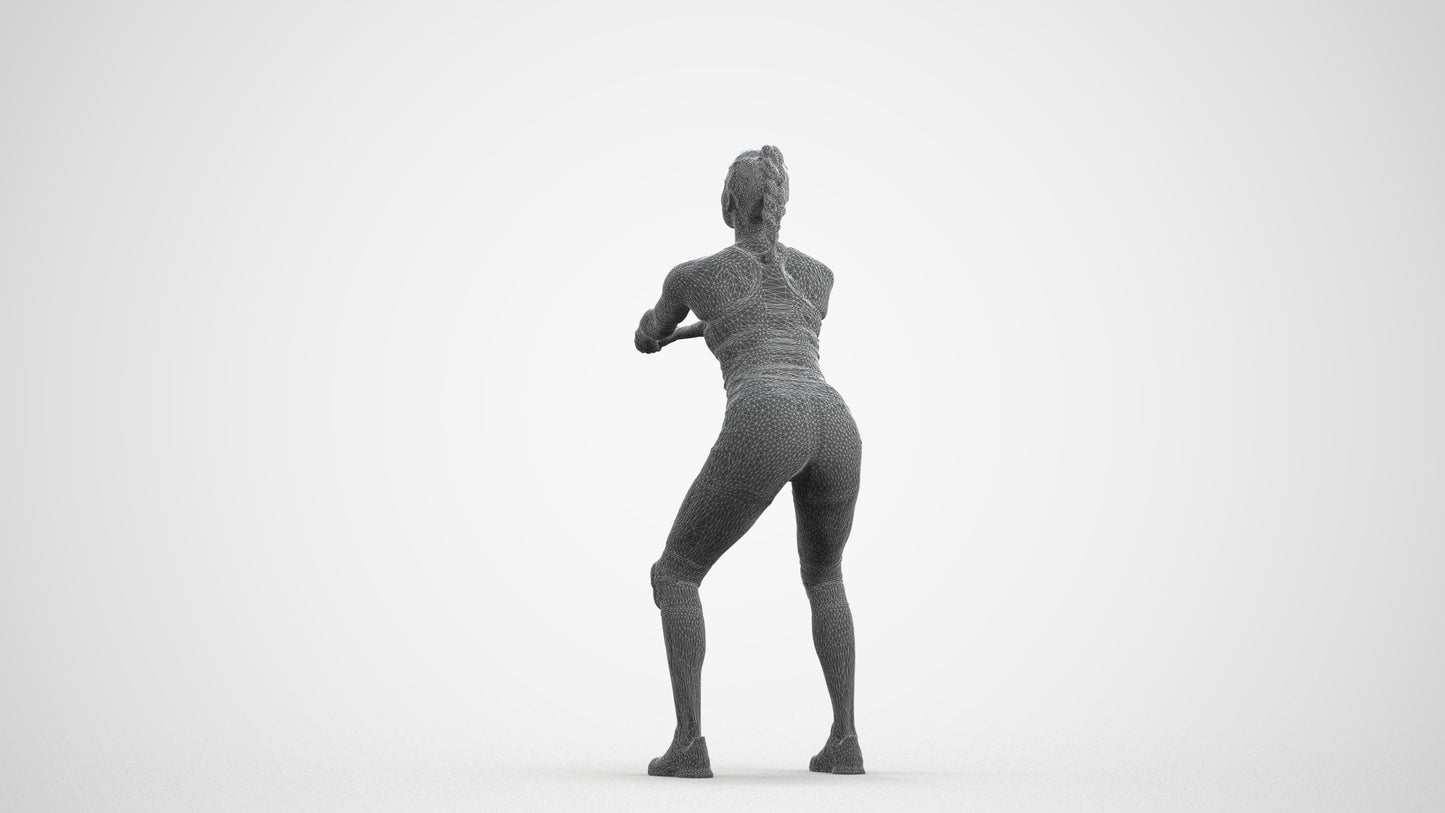 realistic 3D people woman sport, render-ready for V-Ray and Corona, FBX OBJ, wireframe front view