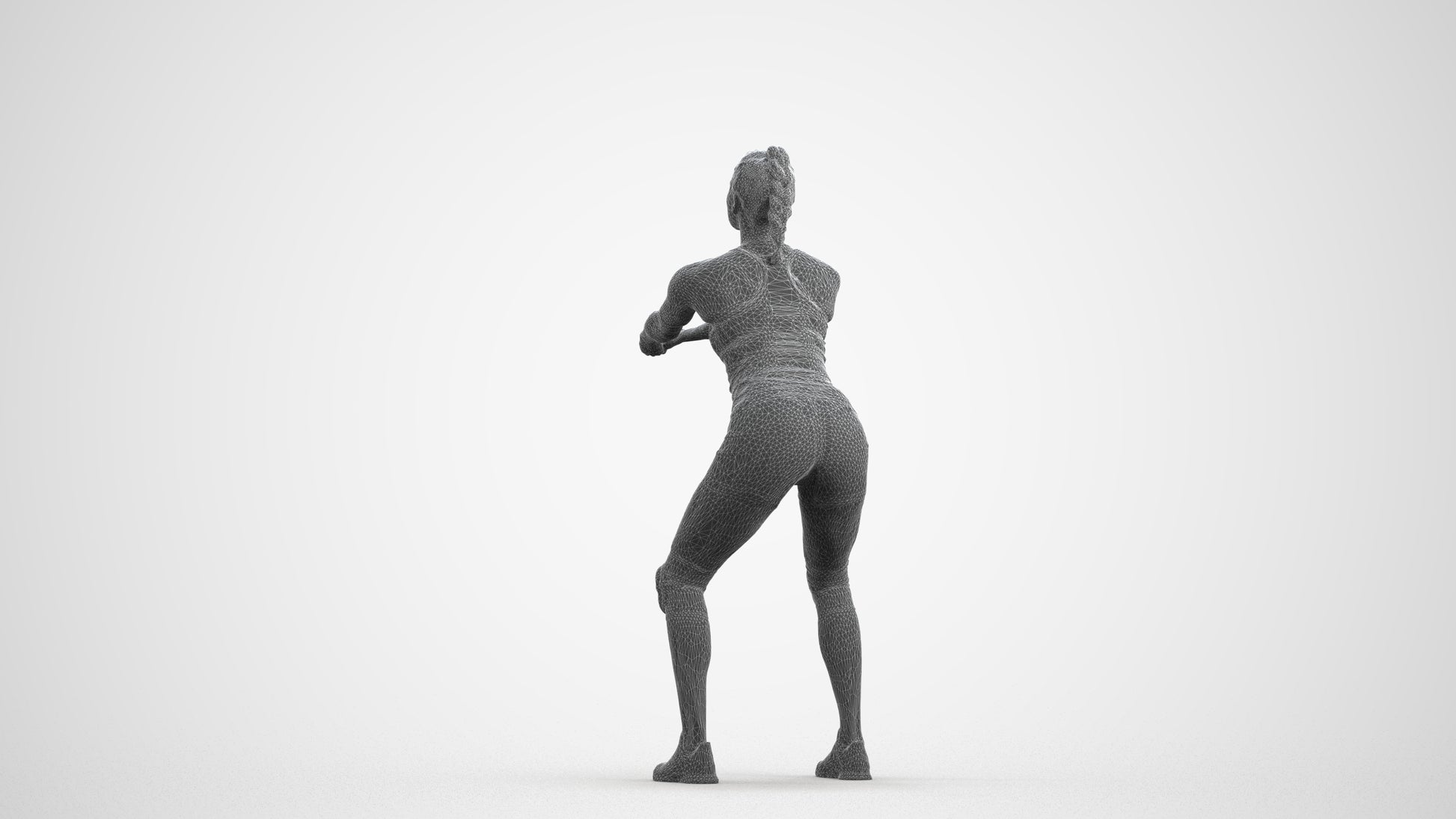 realistic 3D people woman sport, render-ready for V-Ray and Corona, FBX OBJ, wireframe front view