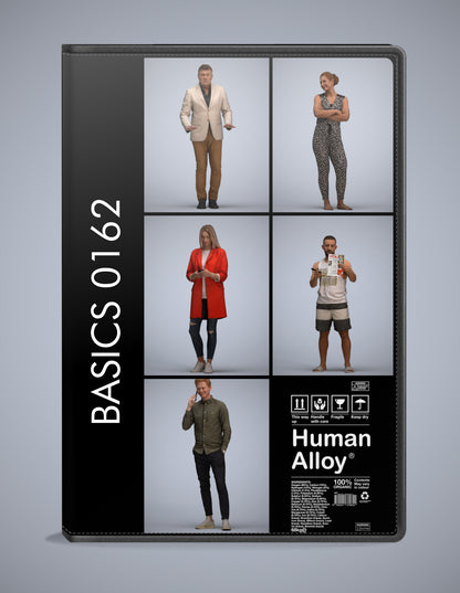 realistic 3D people standing set, 5 render-ready models for V-Ray and Corona