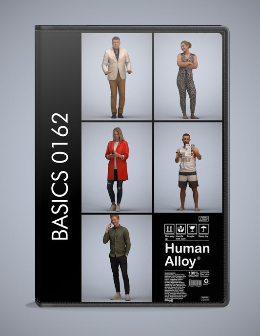 realistic 3D people standing set, 5 render-ready models for V-Ray and Corona