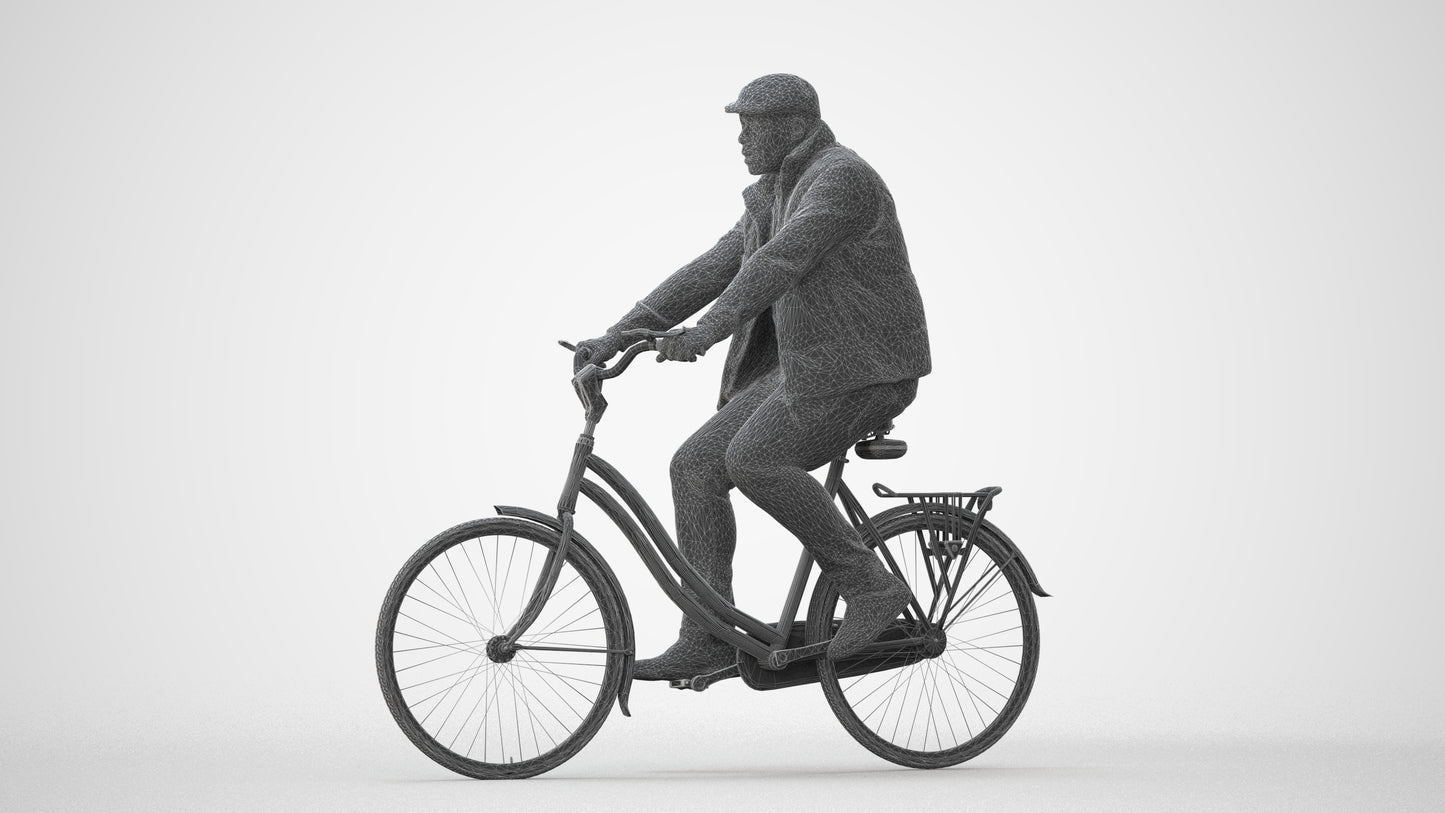 3D people model man casual cycling, scanned human for 3ds Max rendering, square thumbnail