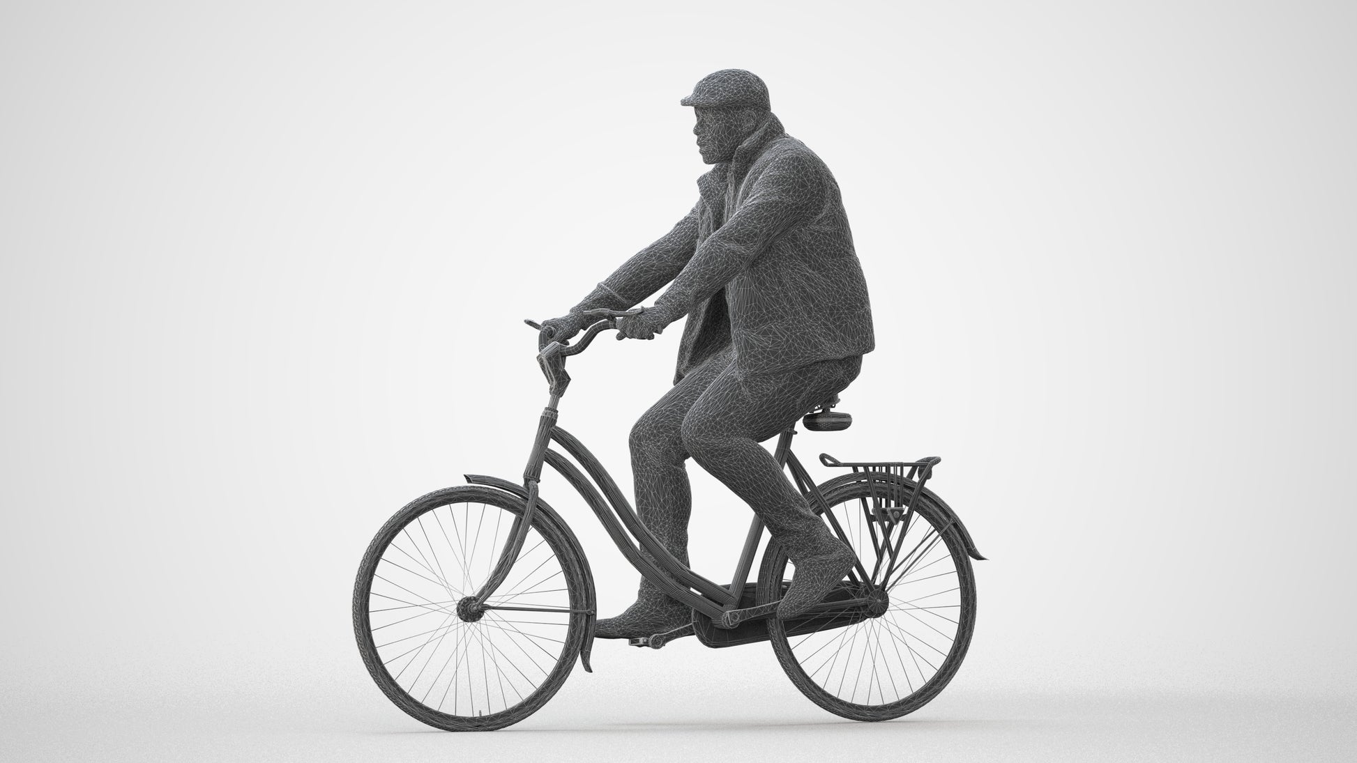3D people model man casual cycling, scanned human for 3ds Max rendering, square thumbnail