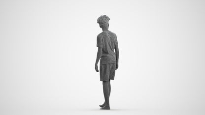 realistic 3D boy casual kids, scanned archviz people for Blender and 3ds Max, wireframe front view