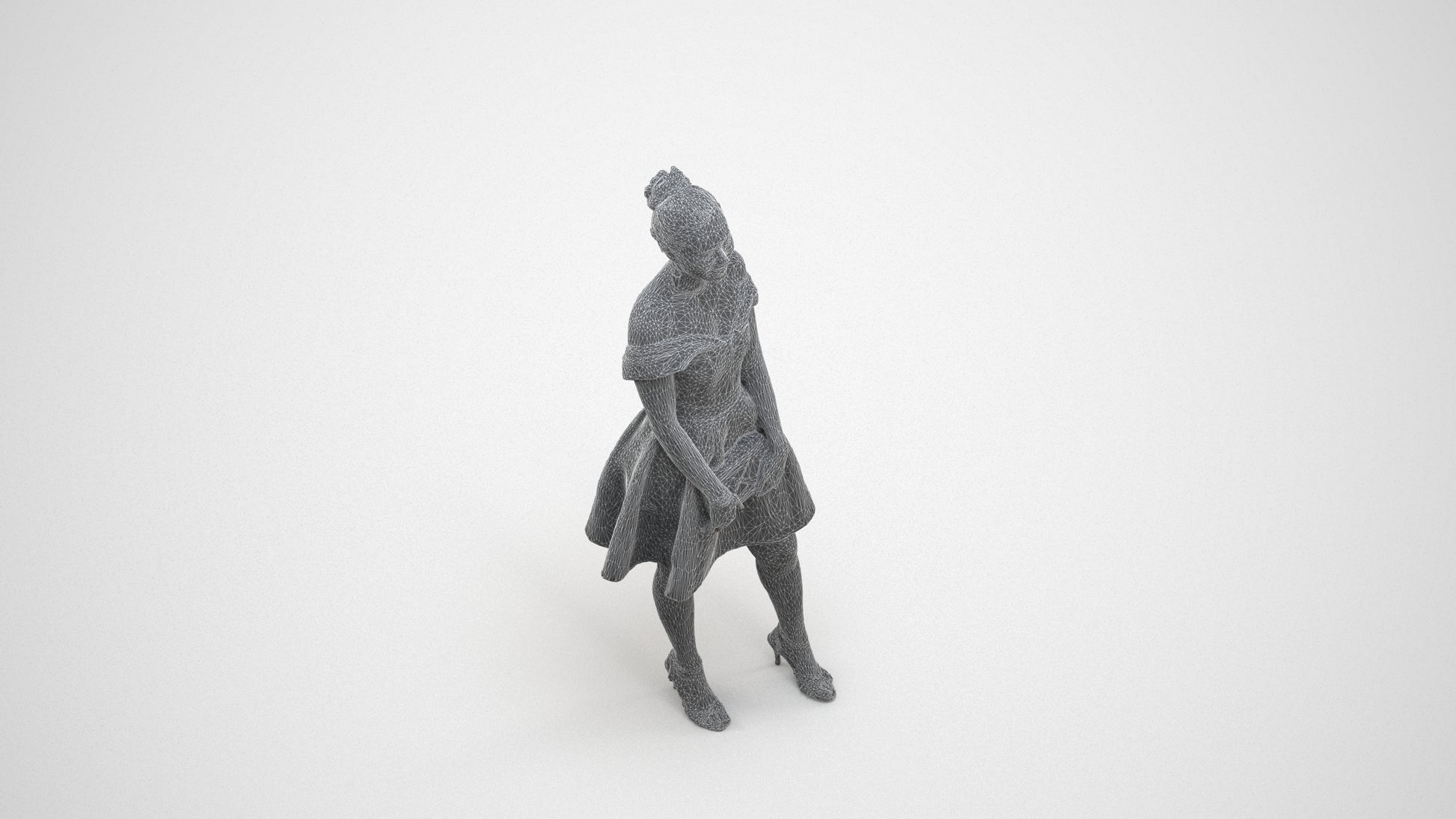 realistic 3D people woman formal formalaffairs, render-ready for V-Ray and Corona, FBX OBJ, wireframe three-quarter view