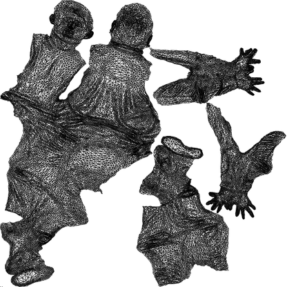 realistic 3D people man casual sitting, render-ready for V-Ray and Corona, FBX OBJ, wireframe top-down view
