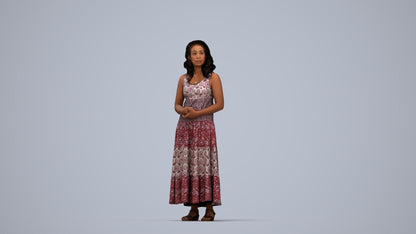 3D people model woman casual standing, scanned human for 3ds Max rendering, top-down view render