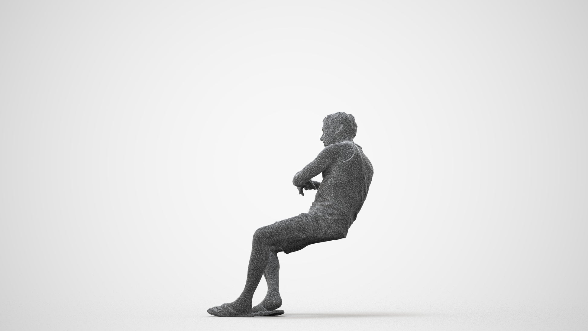 3D scanned man sitting casual, photorealistic archviz people for Enscape and SketchUp, square thumbnail