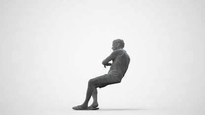 3D scanned man sitting casual, photorealistic archviz people for Enscape and SketchUp, square thumbnail